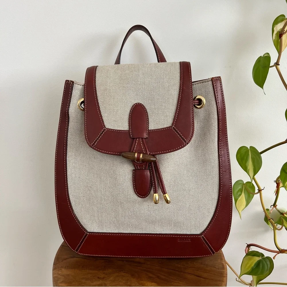 Vintage Bally Leather & canvas backpack - Picture 1 of 10